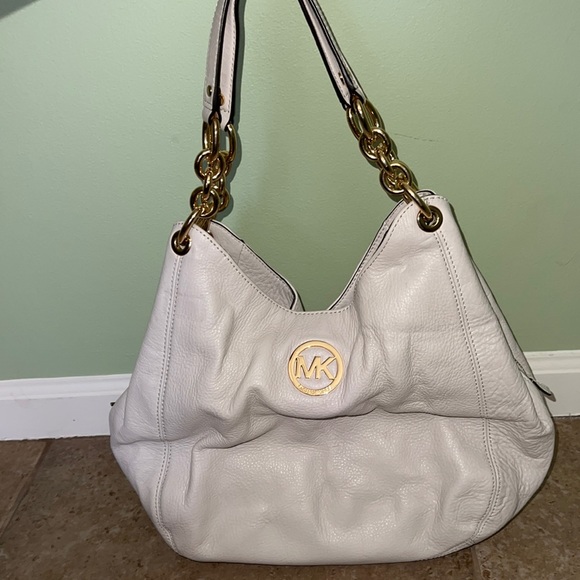 Michael Kors Beige Leather Hobo Shoulder Bag - Picture 1 of 3
